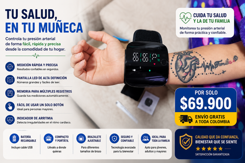 Tu salud en tu muñeca - Tensiómetro Digital Recargable